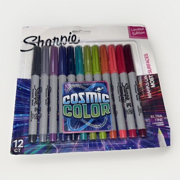 🌟Sharpie Permanent Markers Ultra Fine Point Cosmic Color Limited Edition 12 Cou - Picture 1 of 2